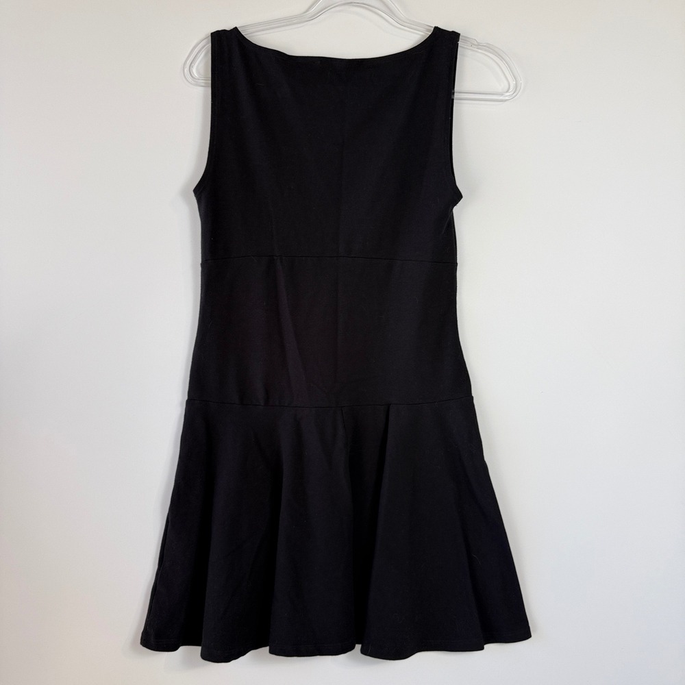 Reformation Mayve Knit Dress Womens Medium Black Organic Cotton Ruched Mini LBD - Picture 4 of 12